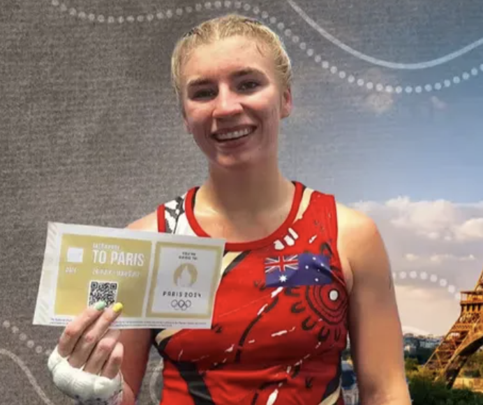 Young woman athlete with ticket to Paris Olympics